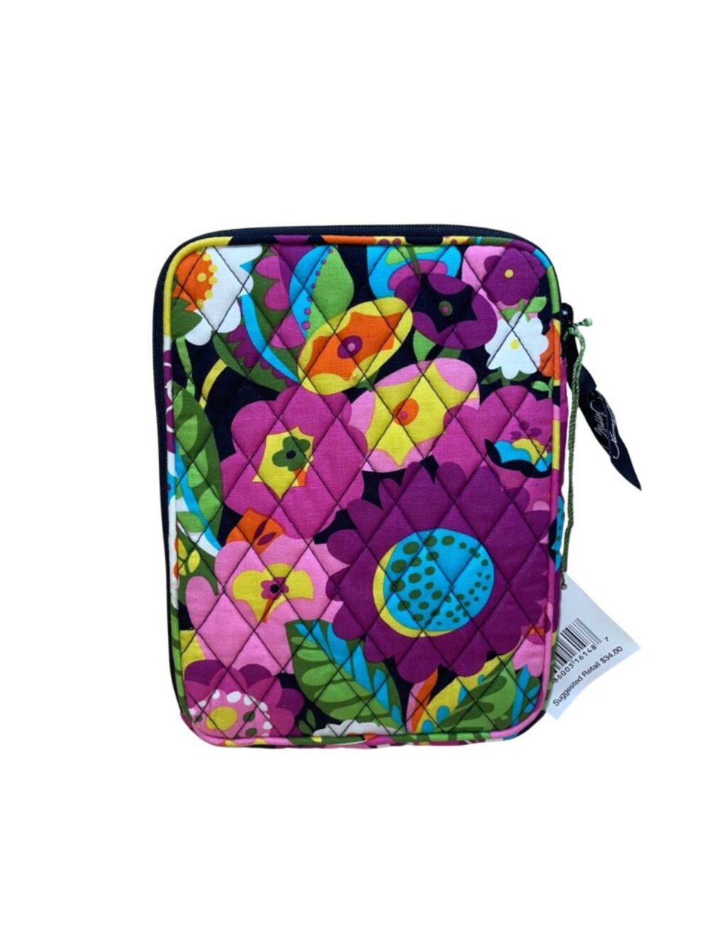 Vera Bradley Women’s Va Va Bloom Floral Print Black Quilted E-Reader Sleeve image 3